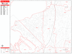Federal Way Wall Map Zip Code Red Line Style 2024